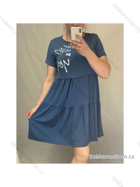 Šaty krátké bez rukávu dámské nadrozměr (L/XL ONE SIZE) ITALSKÁ MÓDA IMWT215678/DR L/XL Šedá