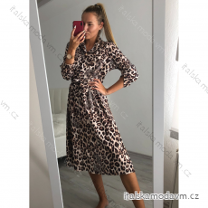 Šaty  elegantní leopard dlouhý rukáv dámské (S/M one size) ITALSKÁ MÓDA IMWA21MILANO/DR