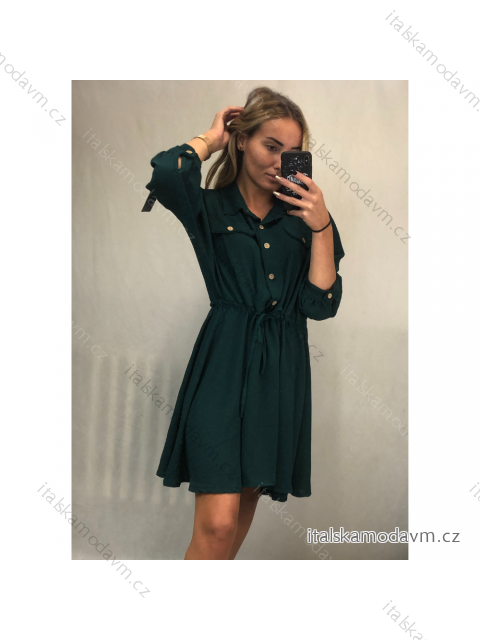 Šaty košilové dlouhý netopýří rukáv dámské (S/M ONE SIZE) ITALSKÁ MÓDA IMWA215885/DR