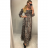 Šaty dlouhé letní žabičkované carmen přes ramena dámské leopard (S/M ONE SIZE) ITALSKÁ MÓDA IMWA216172-1/DR hnědá S/M