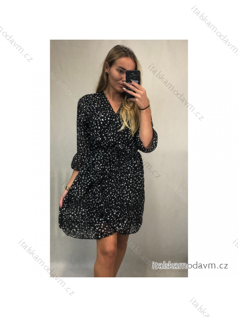 Šaty elegantní dlouhý rukáv dámské (UNI S/L) ITALSKÁ MÓDA IMWD21249/DR S/L Černá