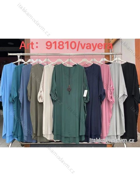 Šaty dlouhý rukáv s příveskem dámské nadrozměr (3XL/4XL ONE SIZE) ITALSKÁ MÓDA IMWQ2191810/DR 3XL/4XL světle růžová