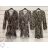 Šaty elegantní leopard dlouhý rukáv dámské Adél (S/M ONE SIZE) ITALSKÁ MÓDA IMWY216554/DR S/M tmavě hnědá