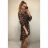 Šaty elegantní leopard dlouhý rukáv dámské Adél (S/M ONE SIZE) ITALSKÁ MÓDA IMWY216554/DR S/M tmavě hnědá