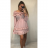 Šaty šifónové letné carmen na ramienka dámske (S / M ONE SIZE) TALIANSKÁ MÓDA IMWY21736/DR S / M svetlo ružová