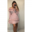 Šaty šifónové letné carmen na ramienka dámske (S / M ONE SIZE) TALIANSKÁ MÓDA IMWY21736/DR S / M svetlo ružová