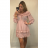 Šaty šifónové letné carmen na ramienka dámske (S / M ONE SIZE) TALIANSKÁ MÓDA IMWY21736/DR S / M svetlo ružová