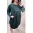 Šaty sametové dlouhý rukáv dámské nadrozměr (4XL/5XL ONE SIZE) ITALSKÁ MÓDA IMWQ21187/DR 5XL zelená