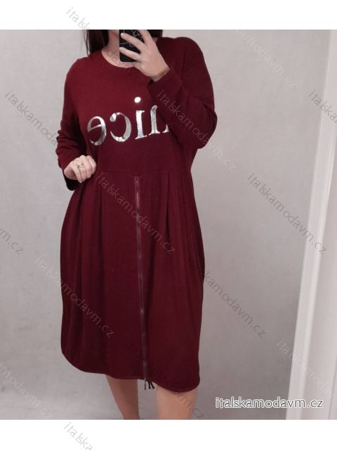 Šaty dlouhý rukáv dámské nadrozměr (3XL/4XL ONE SIZE) ITALSKÁ MÓDA IMWQ21176/DR