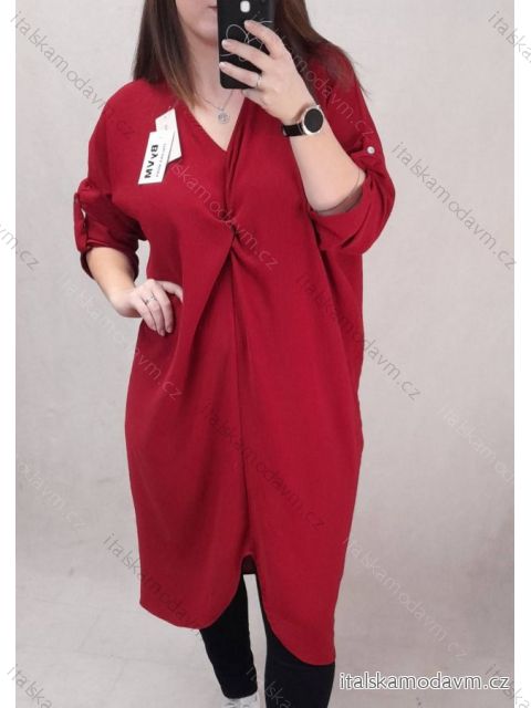 Šaty oversize maxi dlhý rukáv dámske (2XL / 3XL ONE SIZE) TALIANSKÁ MÓDA IMWD2120148 / dr