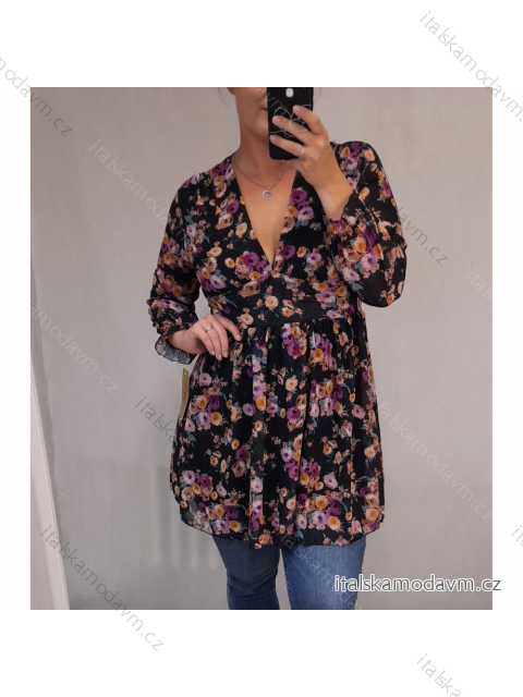 Šaty elegantní dlouhý rukáv dámské (S/M ONE SIZE) ITALSKÁ MÓDA IMWA21539/DR
