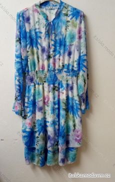 Šaty elegantní dlouhý rukáv dámské (S/M ONE SIZE) ITALSKÁ MÓDA IMWD211191 modrá