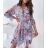 Šaty košilové 3/4 rukáv dámské (S/M ONE SIZE) ITALSKá MóDA IMWD212957 bílo fialová