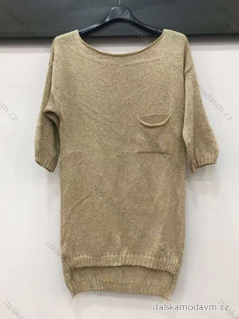 Šaty pletené 3/4 rukáv dámské (S/M ONE SIZE) ITALSKÁ MÓDA IMWE21096