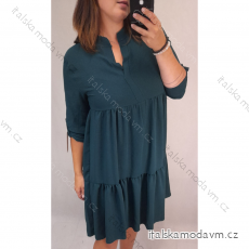 Šaty košilové dlouhý rukáv dámské (M/L ONE SIZE) ITALSKÁ MÓDA IM321524/dr