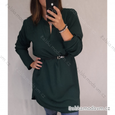 Šaty košilové s páskem dlouhý rukáv dámské (2XL/3XL ONE SIZE) ITALSKÁ MÓDA IM321525/DR