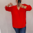 Šaty košilové s páskem dlouhý rukáv dámské (2XL/3XL ONE SIZE) ITALSKÁ MÓDA IM321525/DR 2XL/3XL Červené