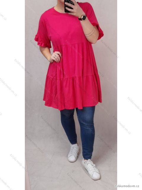 Šaty volnočasové krátký rukáv dámské nadrozměr (2XL/3XL ONE SIZE) ITALSKÁ MODA IMD22107