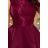 205-2 LAURA rozšířené šaty s krajkou - burgundské barvy

