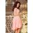 210-7 NICOLLE - šaty s delším hřbetem s krajkovým výstřihem - pastelově růžové
