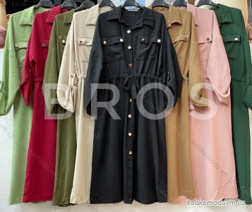 Šaty dlouhé košilové dlouhý rukáv dámské (S/M/L ONE SIZE) ITALSKÁ MÓDA IMWG216175