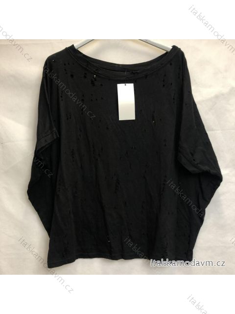 Tričko crop top krátky rukáv dierkovanie dámske  (M/ XL oversize) TALIANSKÁ MÓDA IM521201