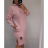 Šaty dlouhý rukáv s kapucí dámské (2xl/3xl ONE SIZE) ITALSKÁ MODA IM421588/DR Černá 2XL/3XL ONE SIZE