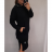 Šaty dlouhý rukáv s kapucí dámské (2xl/3xl ONE SIZE) ITALSKÁ MODA IM421588/DR Černá 2XL/3XL ONE SIZE
