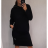Šaty dlouhý rukáv s kapucí dámské (2xl/3xl ONE SIZE) ITALSKÁ MODA IM421588/DR Černá 2XL/3XL ONE SIZE