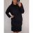 Šaty dlouhý rukáv s kapucí dámské (2xl/3xl ONE SIZE) ITALSKÁ MODA IM421588/DR Černá 2XL/3XL ONE SIZE