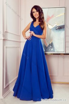 246-3 CINDY long dress with a neckline - classic blue NMC-246-3