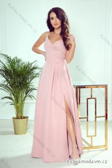299-2 CHIARA elegantní maxi šaty s popruhy - špinavě růžová
