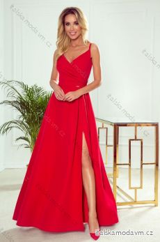 299-1 CHIARA elegantní maxi šaty s popruhy - červené
