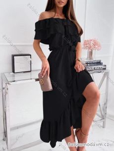 Šaty elegantní letní carmen krátký rukáv dámské (S/M ONE SIZE) ITALSKÁ MÓDA IMD22303