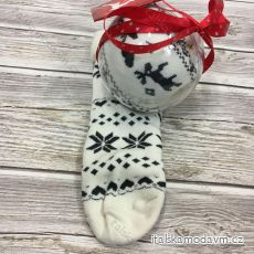 Ponožky Vánoční veselé dárkové balení v kouli teplé termo dámské (36-40) POLSKÁ MODA DPP20071C