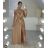 Šaty saténové elegantní na ramienka dlhé dámske (S/M ONE SIZE) TALIANSKA MÓDA IMD22263/DR