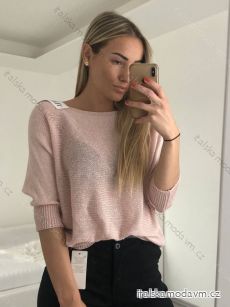 Svetr tenký oversize dlouhý rukáv dámský (M/L ONE SIZE) ITALSKÁ MÓDA IM422122