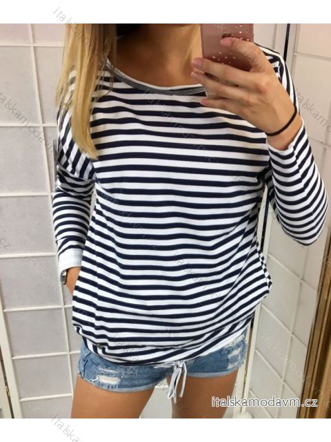 Mikina tunika oversize stahovací tenká jarní dámská proužek (uni s/m/l) ITALSKá MóDA IM518226