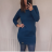 Šaty klasik dlouhý rukáv dámské (S/M/L ONE SIZE) ITALSKÁ MÓDA IMC21715/DR/modrá
