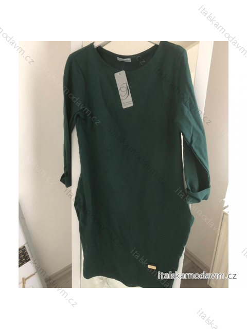 Šaty klasik dlouhý rukáv dámské (S/M/L ONE SIZE) ITALSKÁ MÓDA IMC21715/DR/modrá