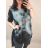 Tunika oversize krátký rukáv s přívěskem dámská nadrozměr (3XL/4XL ONE SIZE) ITALSKá MóDA IM422FABIA/DRšedá