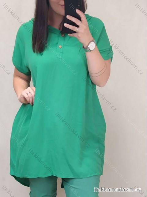 Šaty s kapucí dlouhý rukáv dámská nadrozměr (2XL/3XL ONE SIZE) ITALSKá MóDA IM422492LH/DR