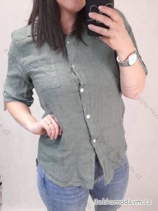 Košile lněná dlouhý rukáv dámská nadrozměr (M/L ONE SIZE) ITALSKá MóDA IM722037