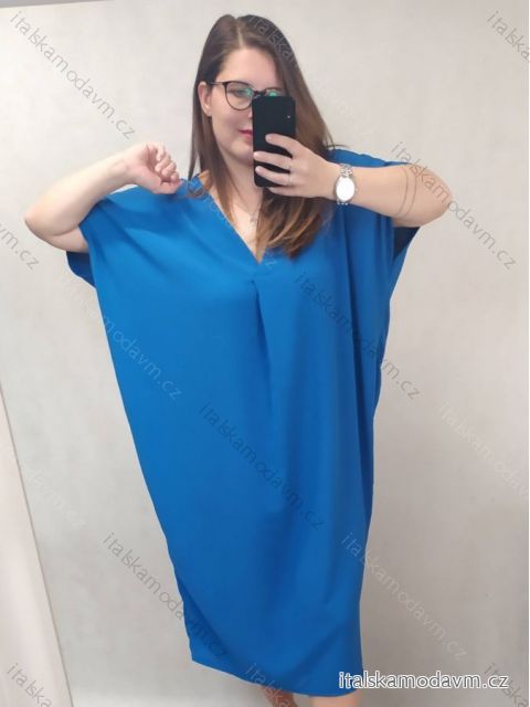 Šaty maxi dlouhé oversize krátký rukáv dámské nadrozměr (4XL/5XL ONE SIZE) ITALSKÁ MÓDA IMD22139