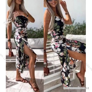 Šaty letní na ramínka satén květované dámské (S/M ONE SIZE) ITALSKÁ MÓDA IMD22423