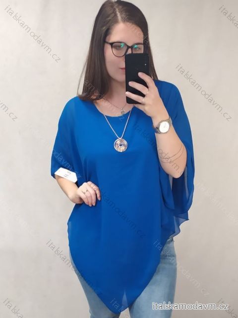 Tunika oversize šifón krátky rukáv dámske nadrozmer (L/XL/2XL) TALIANSKA MÓDA IM422CYRKL
