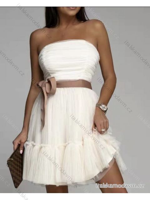 Šaty elegantní carmen tilové dámské (S/M/L ONE SIZE) ITALSKÁ MÓDA IMWG221675