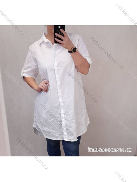 Košile oversize dlouhý rukáv dámské nadrozměr (2XL/3XL OEŇE SIZE) ITALSKÁ MODA IMD22062/DR černá