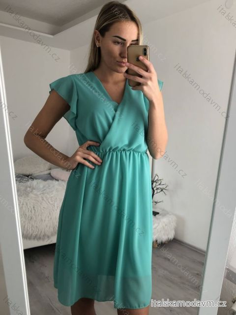 Šaty šifonové krátký rukáv dámské (S/M/L ONE SIZE) ITALSKÁ MÓDA IM322043