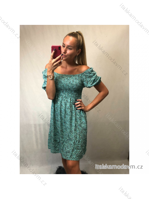 Šaty letní carmen krátký rukáv dámské (S/M ONE SIZE) ITALSKÁ MÓDA IM322123